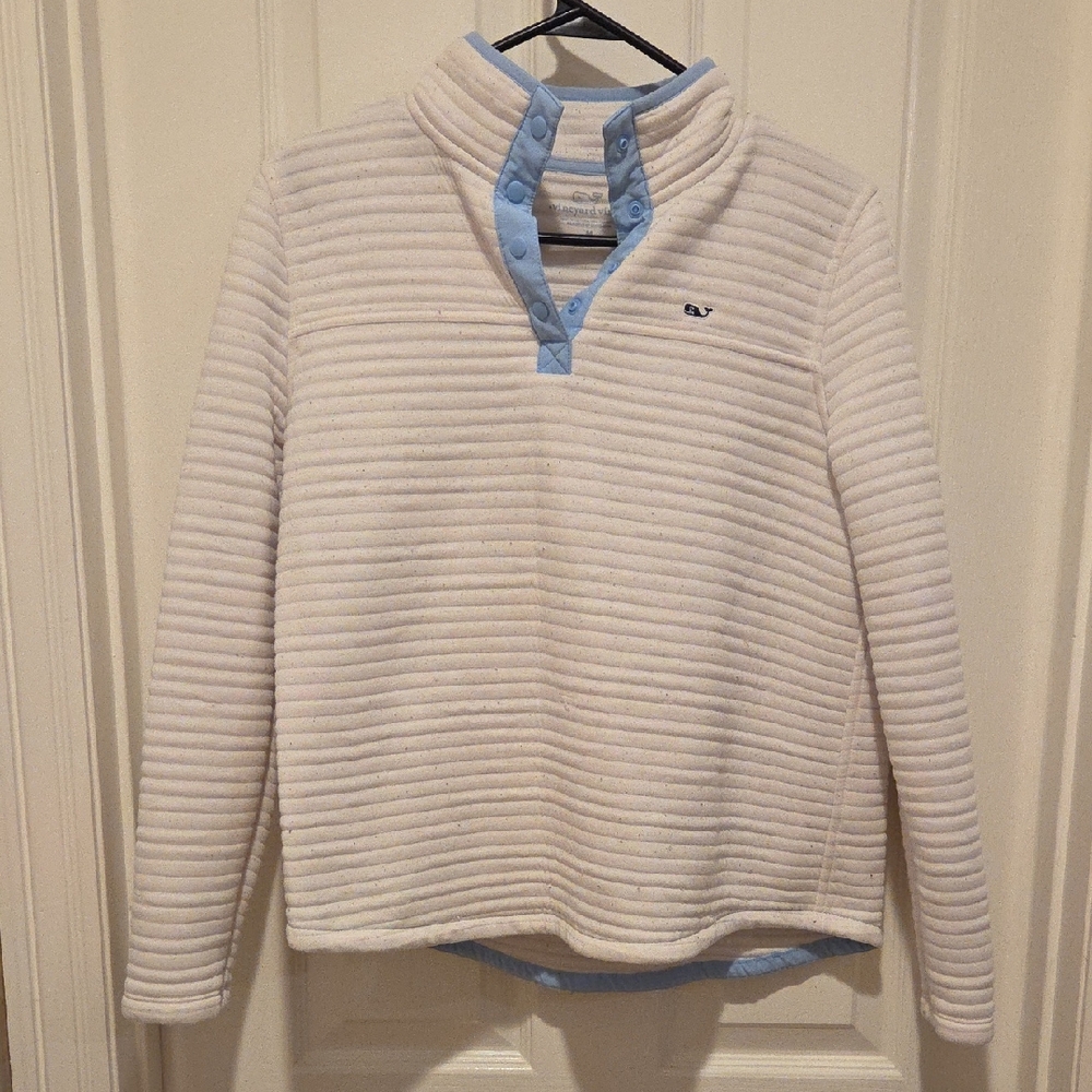 Vineyard Vines Cream and Light Blue Pullover